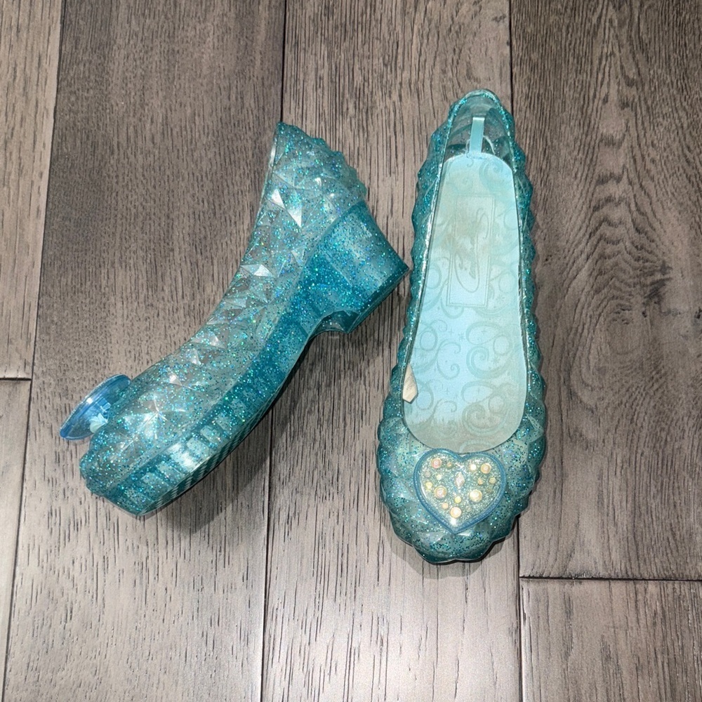 Sparkling glitter light up Blue princess Cinderella Shoes